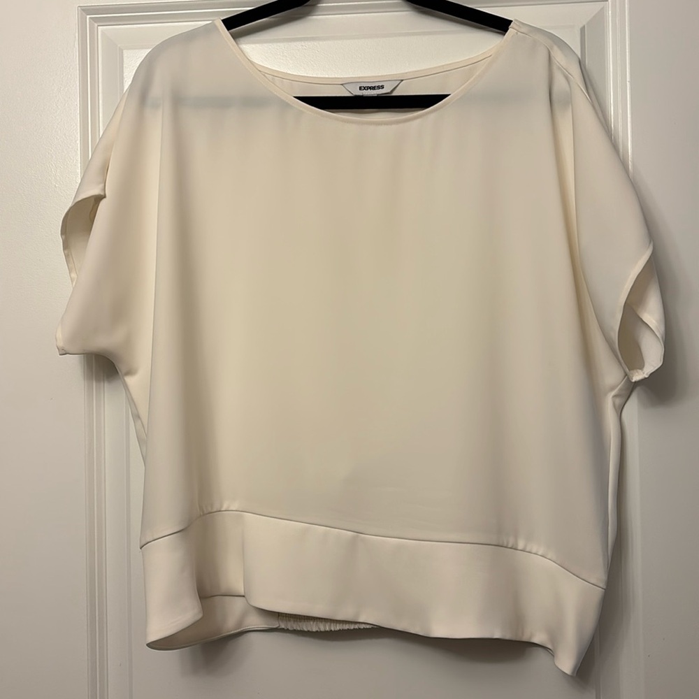 LIKE NEW - Express Cream Short Sleeve Blouse XL